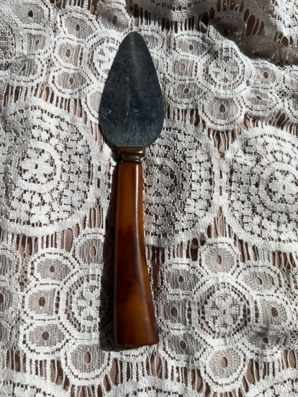 Vintage Cake/Pie Server with Amber Handle
